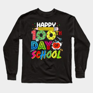 Happy 100 Days Of School 100Th Day Of School Teacher Kids Long Sleeve T-Shirt